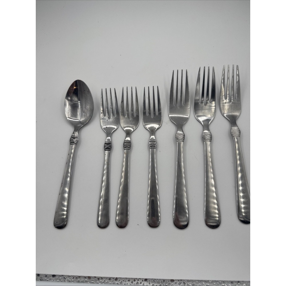 Cambridge Stainless Steel Flatware Hallie Fork Spoon Lot Of 7